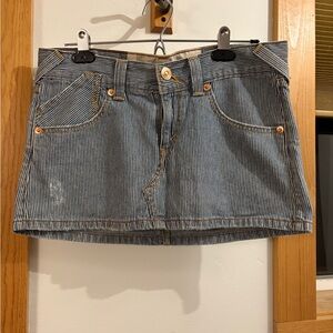Levi's Blue and White Striped Mini Skirt
